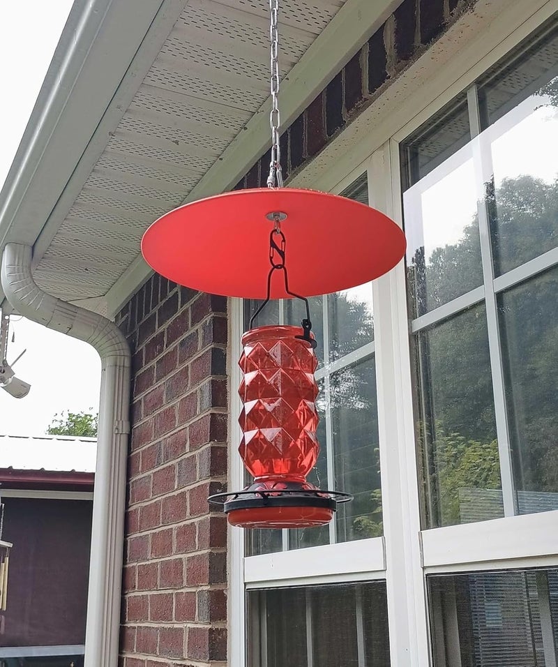 andergi 10" Small Bird Feeder Dome, Hummingbird Feeder Rain Guard, Bird Feeder Cover for Small Feeders, Protective Cover Work with Ant Guards（Red,2 Pack - Image 5